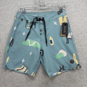 Roark Board Shorts Mens 28 Blue Viaje The Passage Surf Beach Tropical Swim‎ NEW